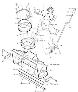 Chute System Diagram and Parts List for 1695445-LP1695445-522E  Briggs and Stratton Snow Blower